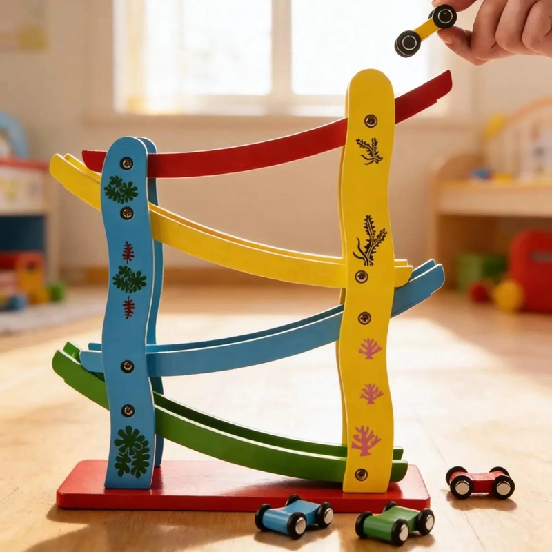 PISTA DIDACTICA DE MADERA MONTESSORI CASCADA AUTOPISTA - 2