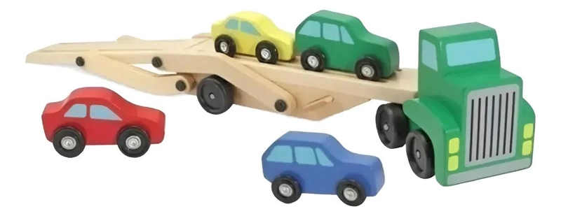 CAMION DE MADERA DIDACTICO CON RAMPA Y AUTOS - 2