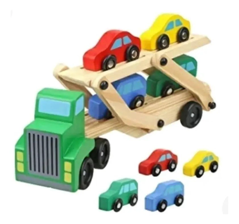 CAMION DE MADERA DIDACTICO CON RAMPA Y AUTOS - 3