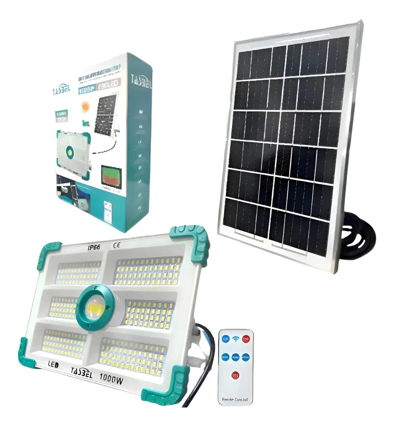 FOCO REFLECTOR SOLAR PORTATIL 1000W CON CONTROL Y PANEL - 1