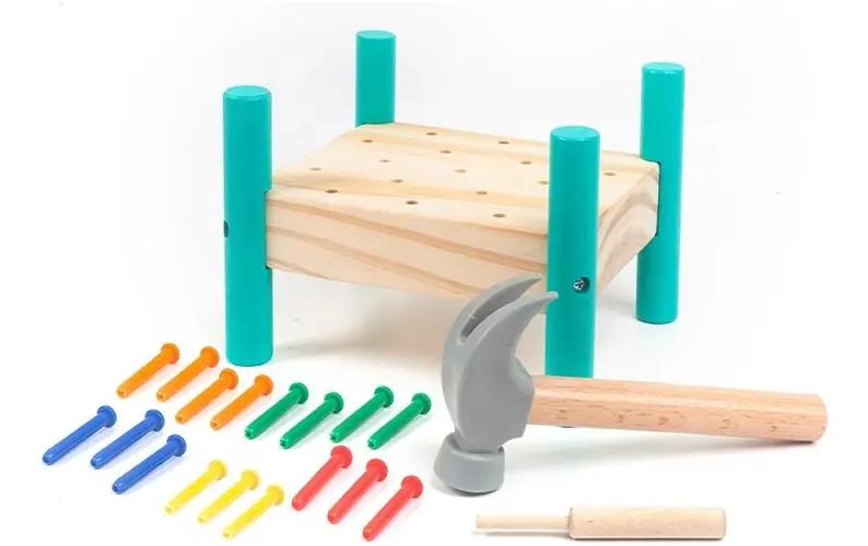 MESA DE MARTILLO DE MADERA COLORIDA PARA MANUALIDADES - 1