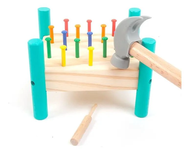 MESA DE MARTILLO DE MADERA COLORIDA PARA MANUALIDADES - 2