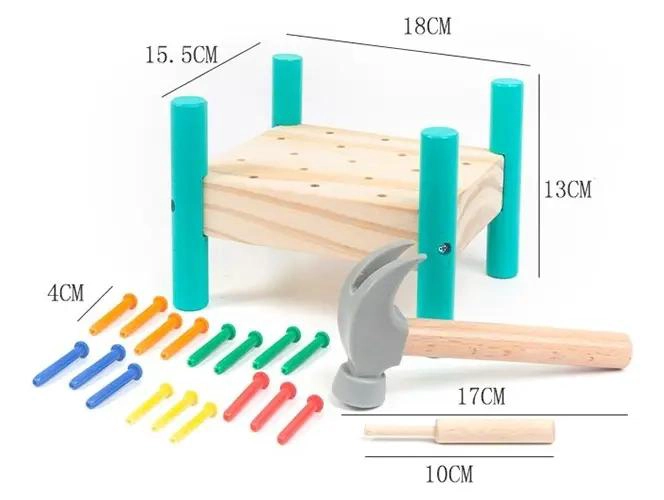 MESA DE MARTILLO DE MADERA COLORIDA PARA MANUALIDADES - 5