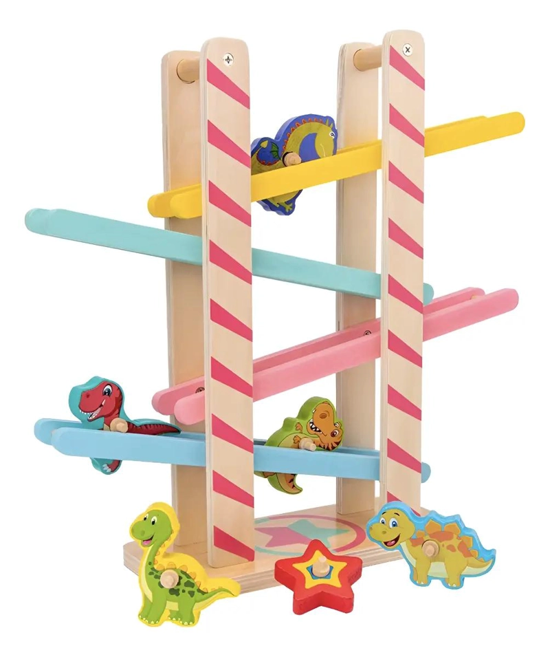 PISTA DIDACTICA DE MADERA CON DINOSAURIOS PARA NIÑOS - 1