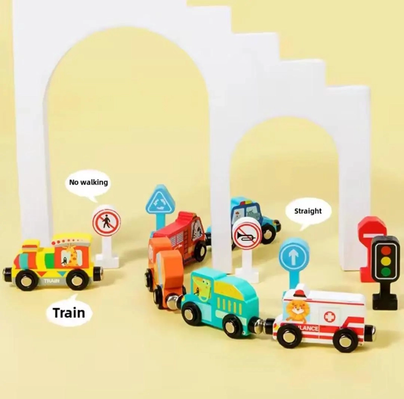 JUEGO DE VEHICULOS MAGNE TICOS DE MADERA PARA NIÑOS - 4