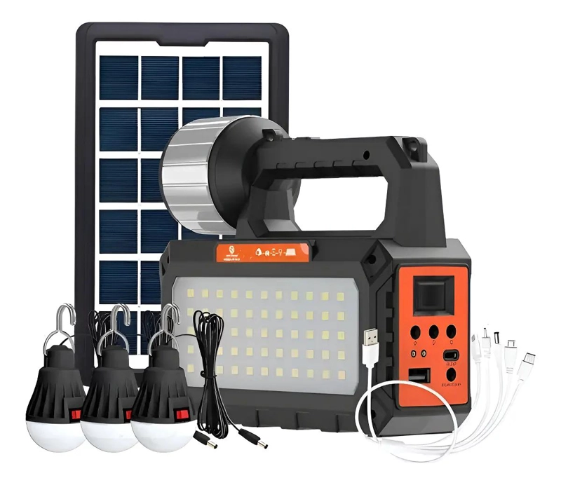 KIT SOLAR CON RADIO BLUETOOTH, LINTERNA Y 3 AMPOLLETAS - 1