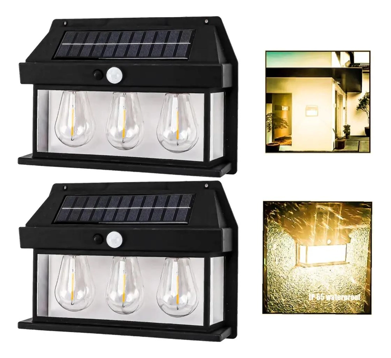SET 2 FAROLES SOLARES EXTERIORES CON FOCOS LED PARA TERRA - 1