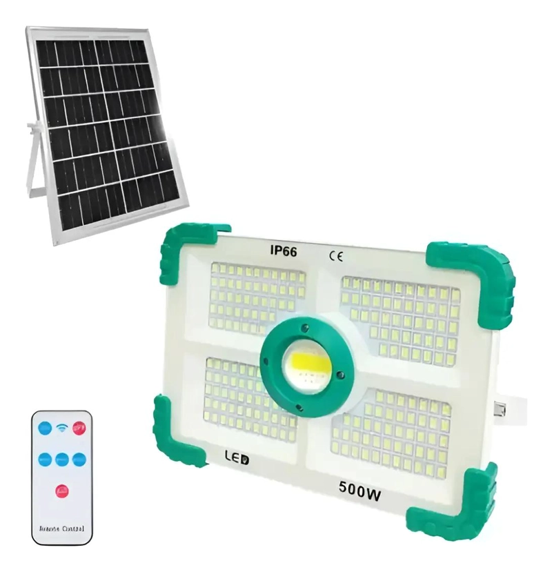 FOCO REFLECTOR LED SOLAR 500W CON PANEL - 1