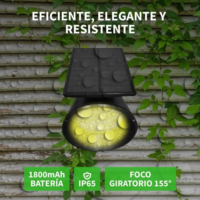 FOCO ESTACA SOLAR JARDIN 2W LUZ CALIDA IMPERMEABLE - 4