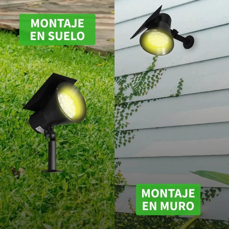 FOCO ESTACA SOLAR JARDIN 2W LUZ CALIDA IMPERMEABLE - 5