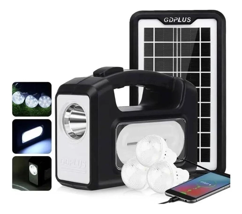 KIT DE EMERGENCIA SOLAR CON 3 AMPOLLETAS Y PANEL CARGADOR - 3