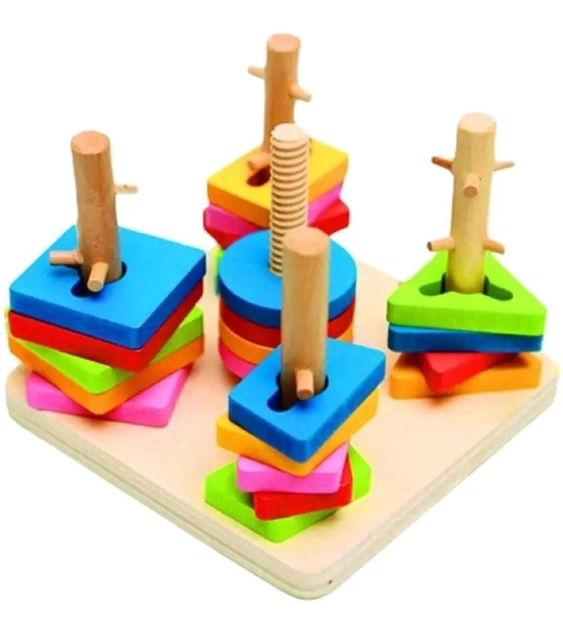 BLOQUES DIDACTICOS DE MADERA CON FORMAS GEOME TRICAS - 1