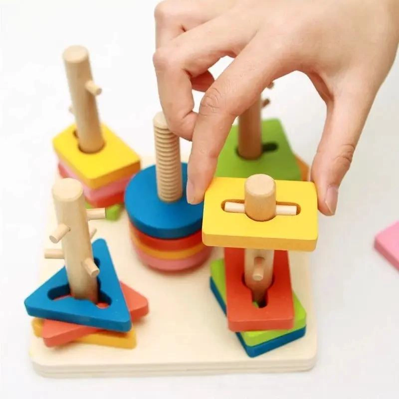 BLOQUES DIDACTICOS DE MADERA CON FORMAS GEOME TRICAS - 2
