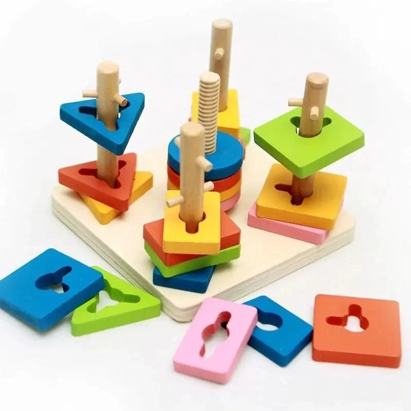 BLOQUES DIDACTICOS DE MADERA CON FORMAS GEOME TRICAS - 4