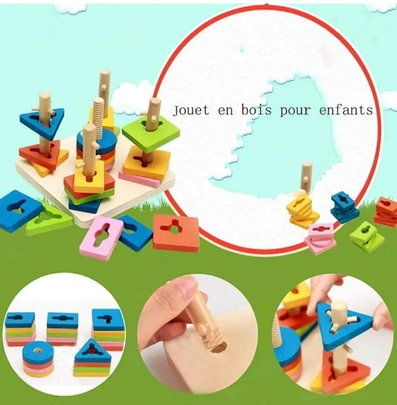 BLOQUES DIDACTICOS DE MADERA CON FORMAS GEOME TRICAS - 5