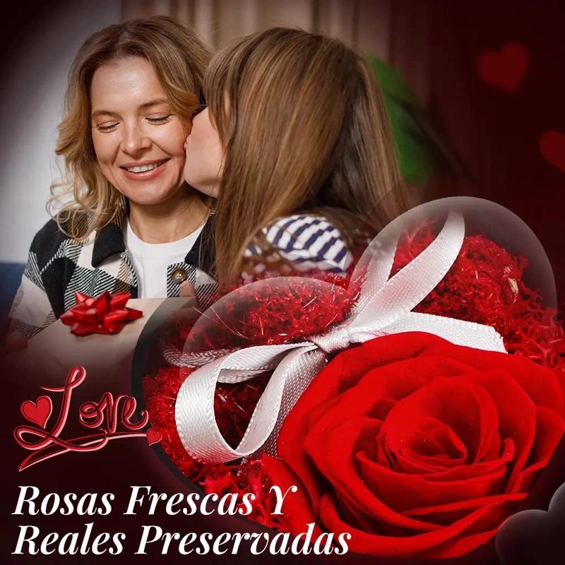 FLOR ROSA ETERNA CON TARJETA Y CAJA PARA OCASIONES - 4
