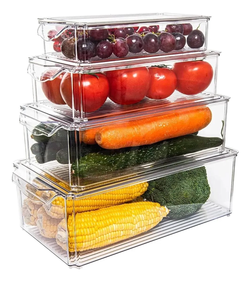 SET 4 CONTENEDORES ORGANIZADORES PARA REFRIGERADOR CON T1 - 1