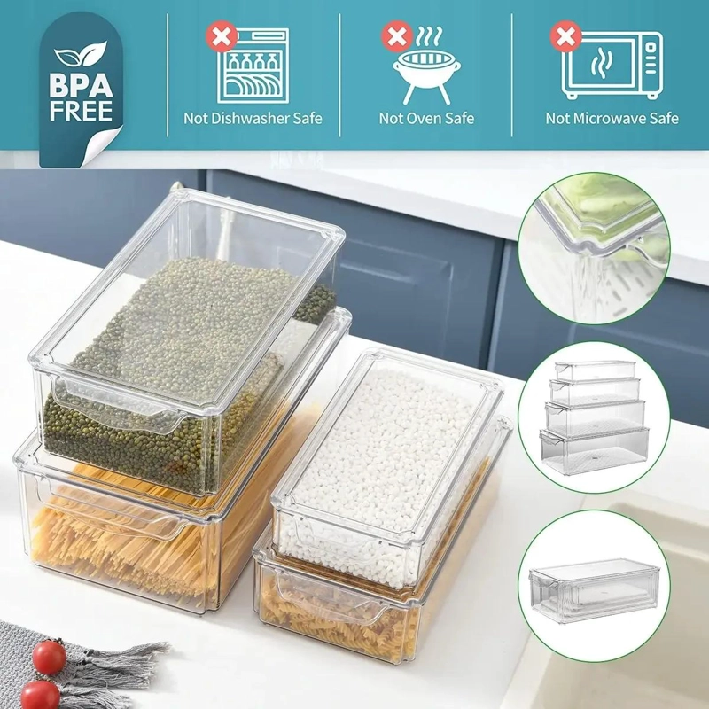 SET 4 CONTENEDORES ORGANIZADORES PARA REFRIGERADOR CON T1 - 2