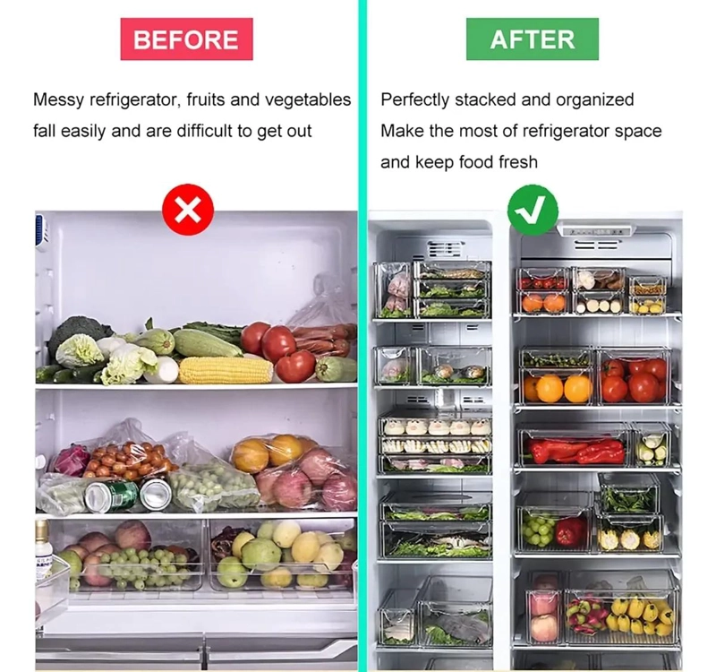 SET 4 CONTENEDORES ORGANIZADORES PARA REFRIGERADOR CON T1 - 5
