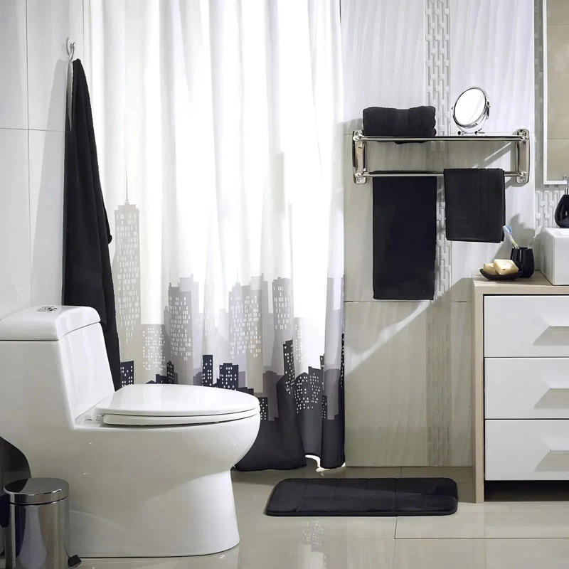 CORTINA DE BAÑO NEGRA DE PLASTICO 180X180 CM - 2