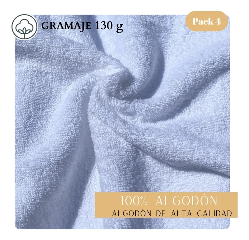 PACK 4 TOALLAS BLANCAS ALGODON 130 G - 3