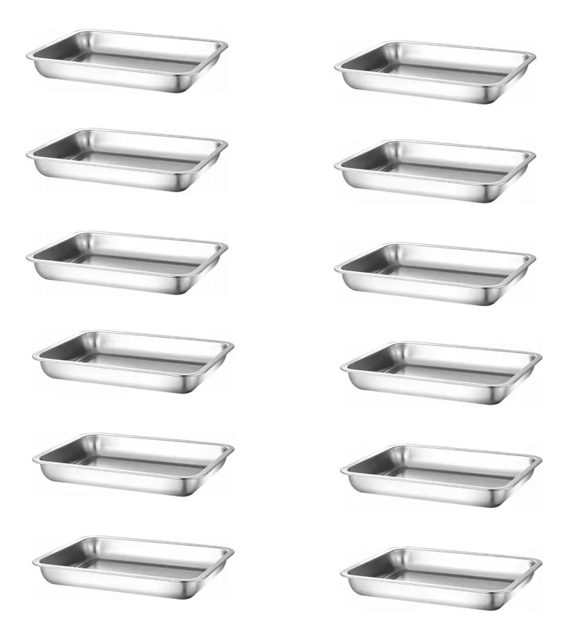 PACK 12 BANDEJAS PARA HORNO ACERO INOXIDABLE 32X22X4.8CM - 1