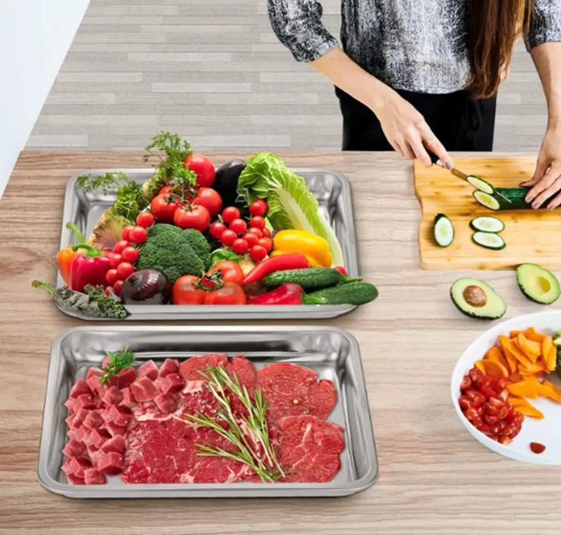 PACK 12 BANDEJAS PARA HORNO ACERO INOXIDABLE 32X22X4.8CM - 5