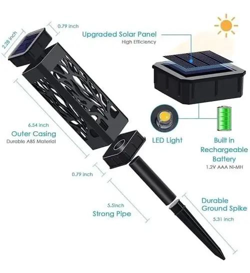 PACK 6 FAROLES SOLARES LED PARA JARDIN LUZ CALIDA - 3