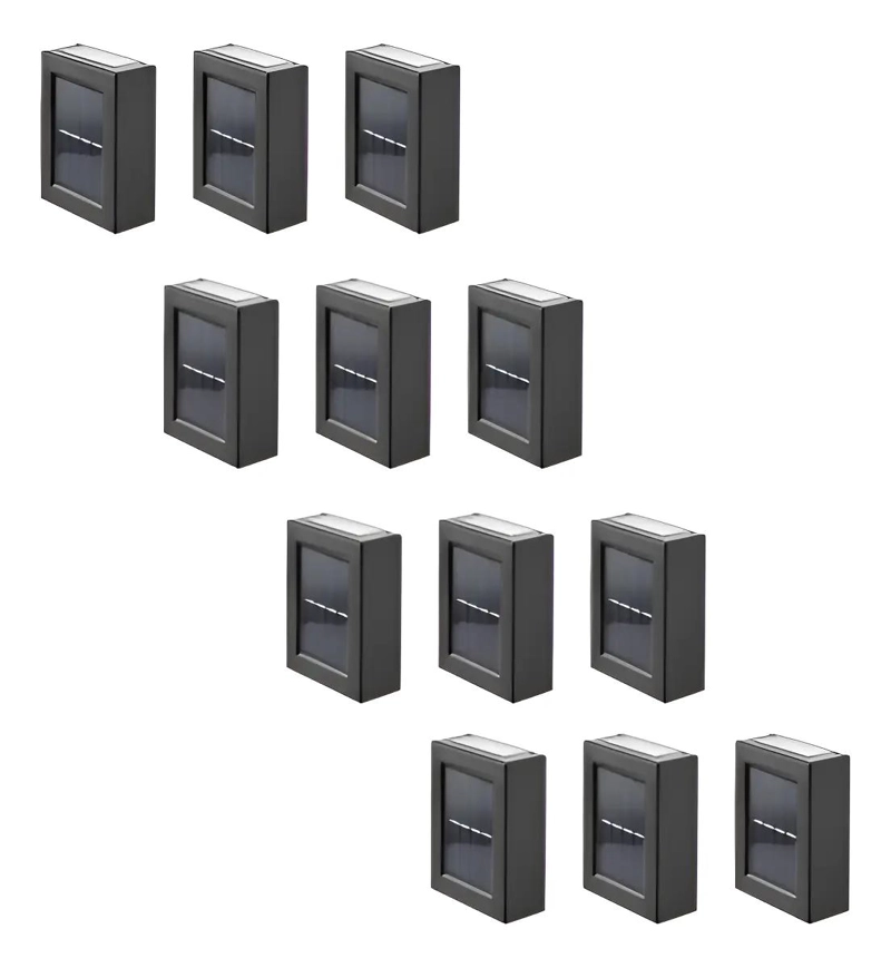 PACK 12 FOCOS LED SOLARES PARA PARED EXTERIOR LUZ CALIDA - 1