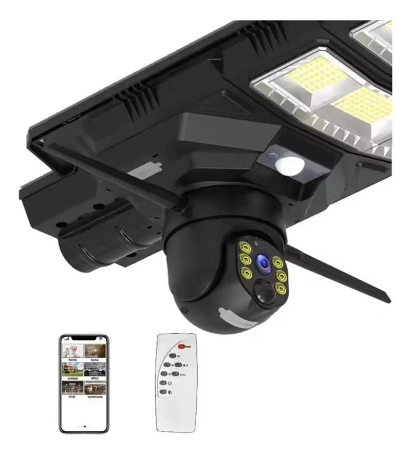 FOCO SOLAR LED EXTERIOR 300W CON SENSOR Y CAMARA WIFI - 2