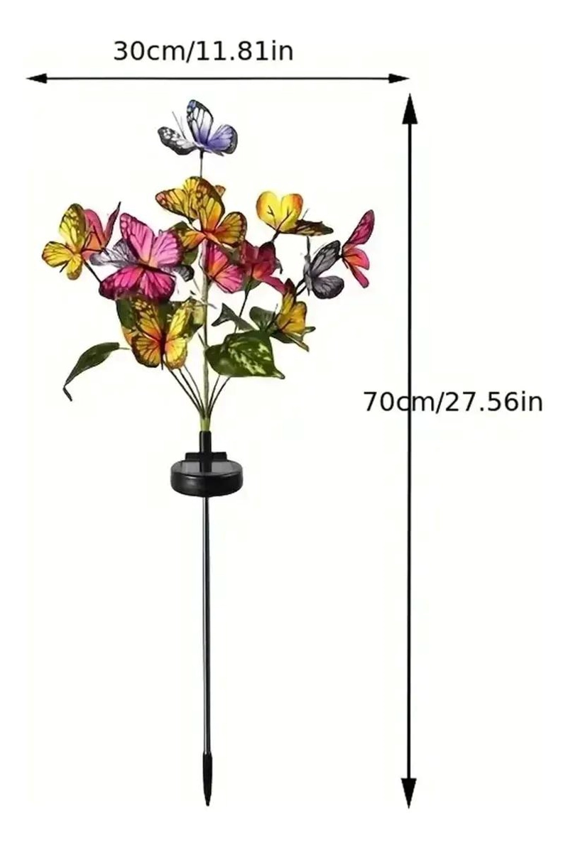 PACK 2 ESTACAS SOLARES LED FORMA MARIPOSA LUZ CALIDA - 3
