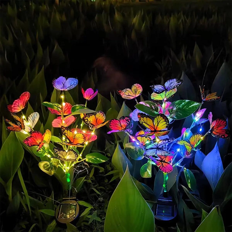 PACK 2 ESTACAS SOLARES LED FORMA MARIPOSA LUZ CALIDA - 4