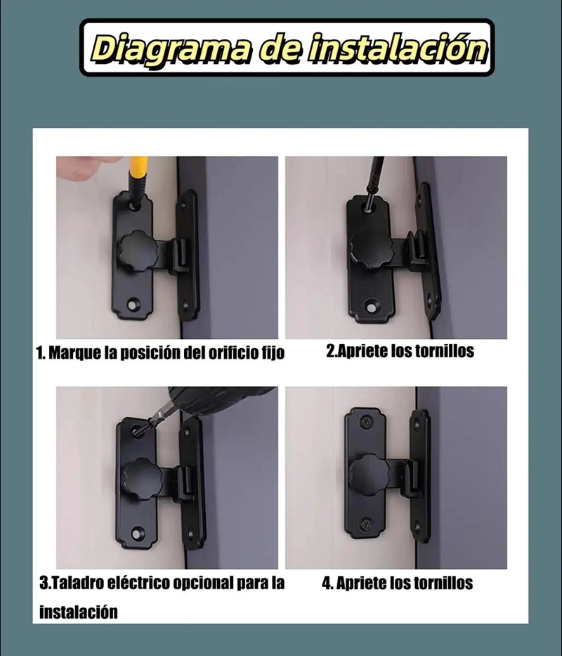 CERROJO DE SEGURIDAD ANTIRROBO 90° PARA PUERTA - 3