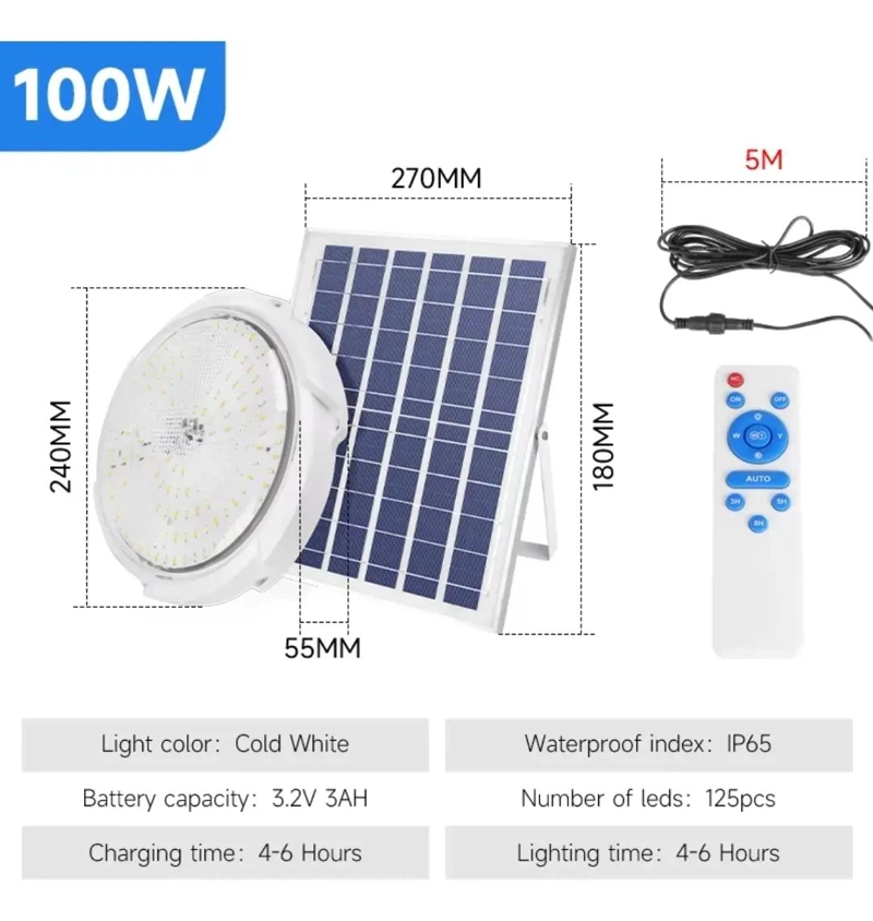 LAMPARA PLAFON REDONDA DE TECHO SOLAR 100W 3 TONOS DE LUZ - 2