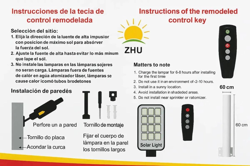 FOCO LED SOLAR EXTERIOR 1200W CON SOPORTE - 5