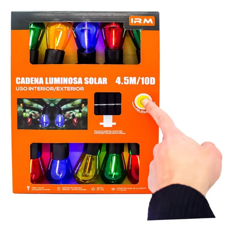 CADENA LUMINOSA SOLAR LED MULTICOLOR 4.5M - 1