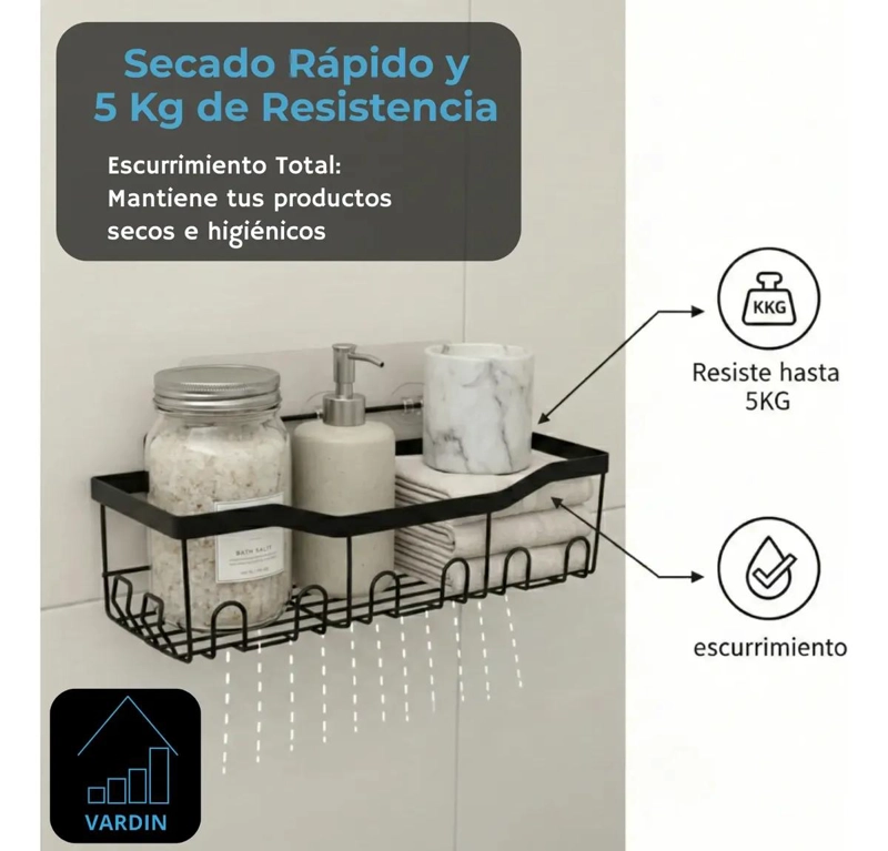 REPISA PARA BAÑO SIN TALADRO PARA DUCHA Y LAVAMANOS - 5