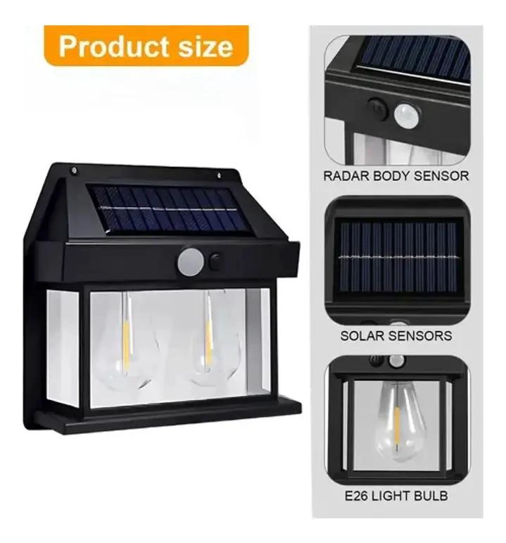 APLIQUE SOLAR IMPERMEABLE CON SENSOR Y 2 LEDS - 2