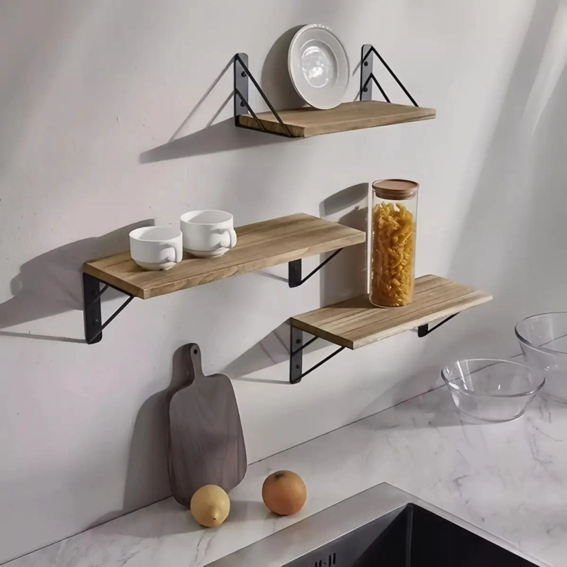 REPISAS FLOTANTES DE MADERA MULTIPROPOSITO PARA BAÑO - 2