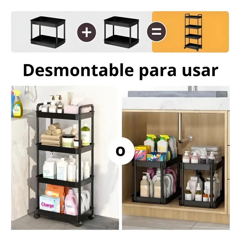 CARRITO DE ALMACENAMIENTO 4 NIVELES CON ASA - 2