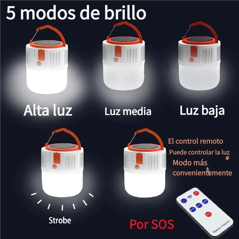 LAMPARA SOLAR LED RECARGABLE PARA EMERGENCIA 2 UNIDADES - 2