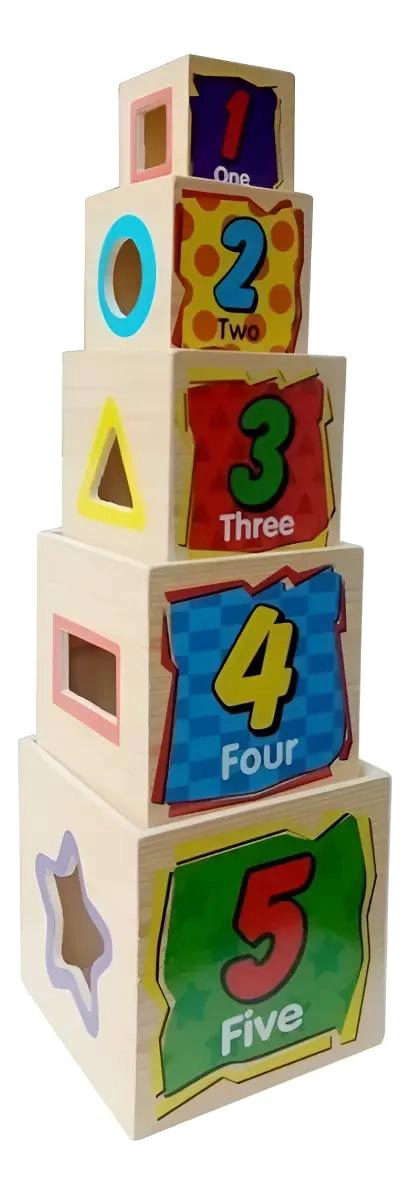 TORRE DIDACTICA DE CUBOS DE MADERA PARA ENCAJE - 1