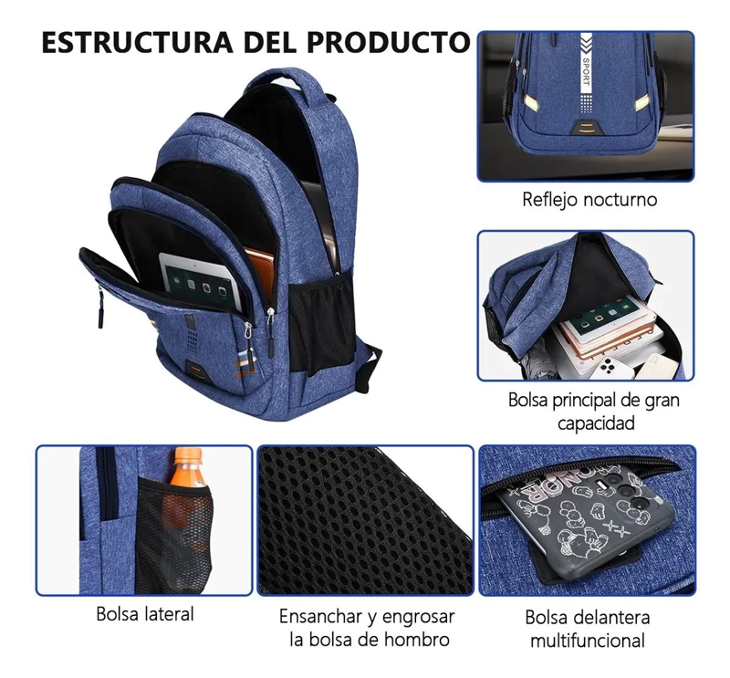 MOCHILA IMPERMEABLE PARA COMPUTADORA Y VIAJE - 4
