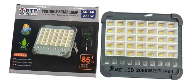 LAMPARA LED SOLAR PORTATIL 2000W CON CARGA USB Y DOBLE  L - 4