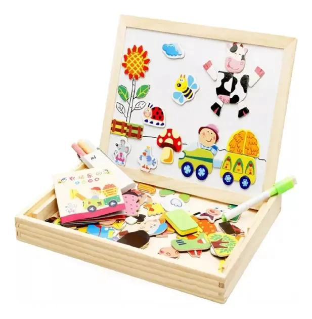 PIZARRA MAGNE TICA 2 EN 1 PARA NIÑOS CON JUEGO DIDACTICO - 2
