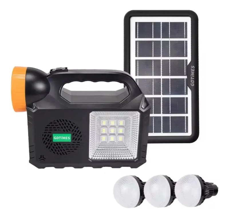 KIT SOLAR DE EMERGENCIA CON 3 AMPOLLETAS Y LINTERNA - 4