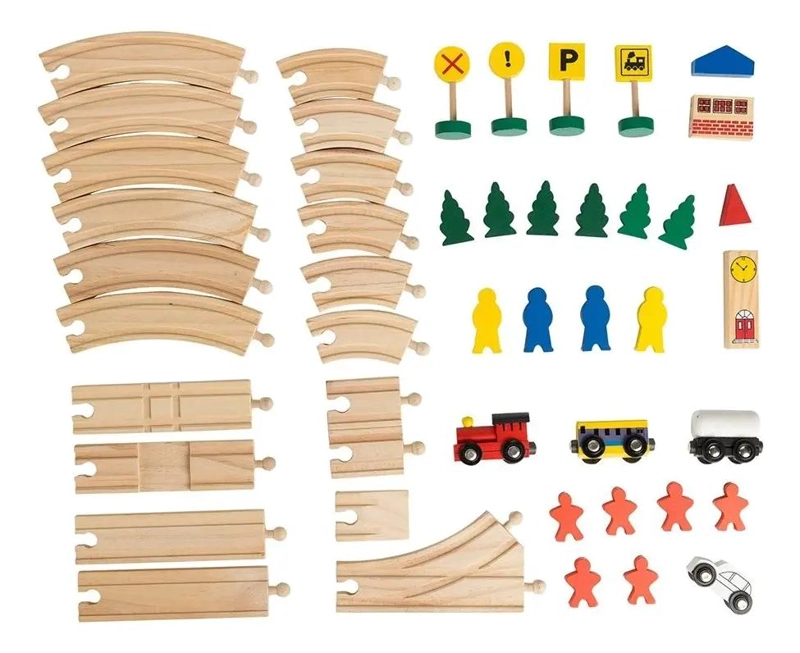 JUEGO DE PISTA DE TREN DE MADERA 48 PIEZAS - 3