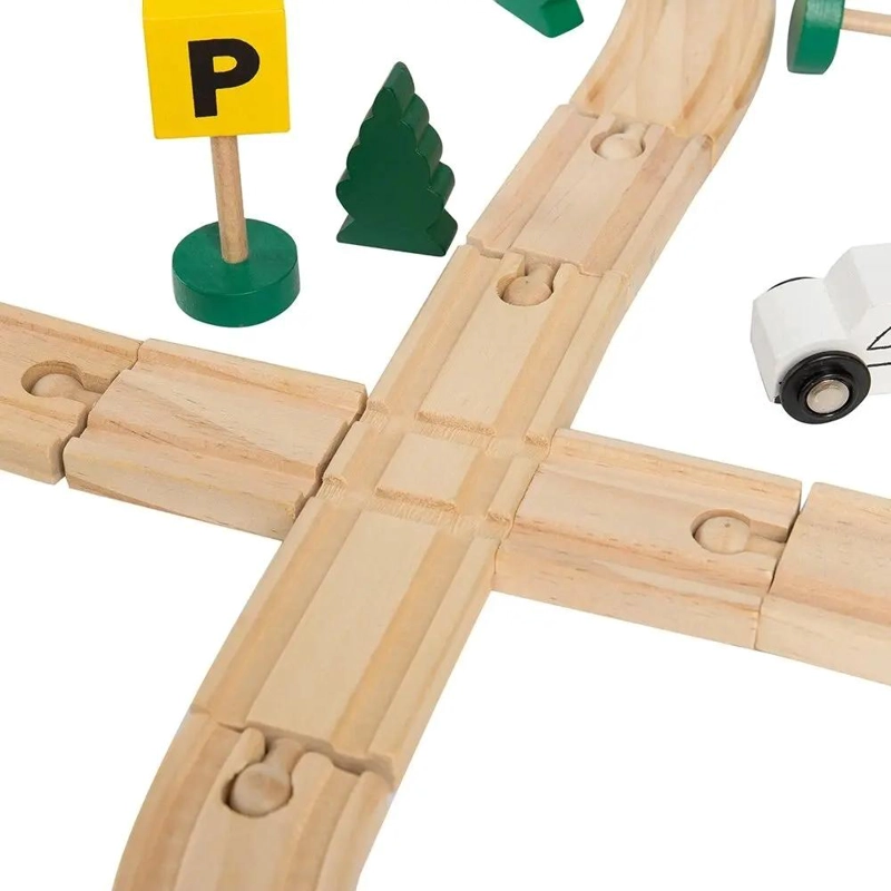 JUEGO DE PISTA DE TREN DE MADERA 48 PIEZAS - 4