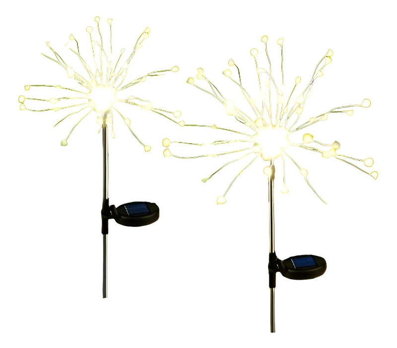 PACK 2 LUCES MICRO LED SOLAR JARDIN EFECTO FUEGO - 1