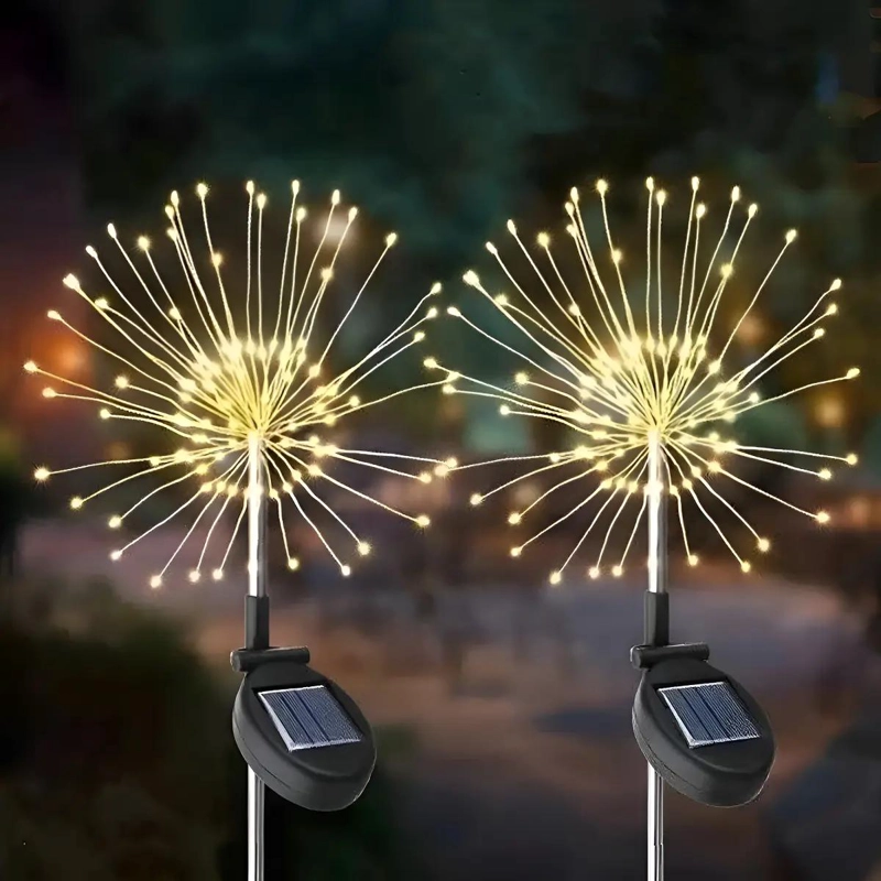 PACK 2 LUCES MICRO LED SOLAR JARDIN EFECTO FUEGO - 2